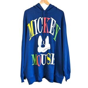 Disney Mickey Mouse Hoodie Blue Pullover Sweatshirt Women's 3XL